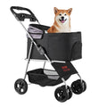 Pet Stroller - 35 lbs Weight Capacity, Foldable Dog Stroller Cart, 4 Wheels Cats Pram with Detachable Carrier & Mesh Windows, Portable Animal Carrier with Brake for Small to Medium Pets Medium-4 Wheels-35 lbs