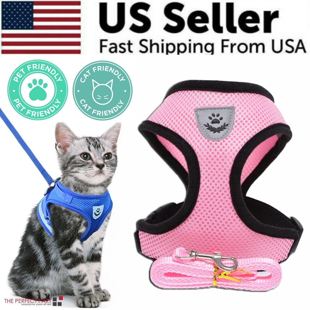 Cat Dog Pet Harness Adjustable Control Vest Dogs Reflective S M L XL Leash S Pink
