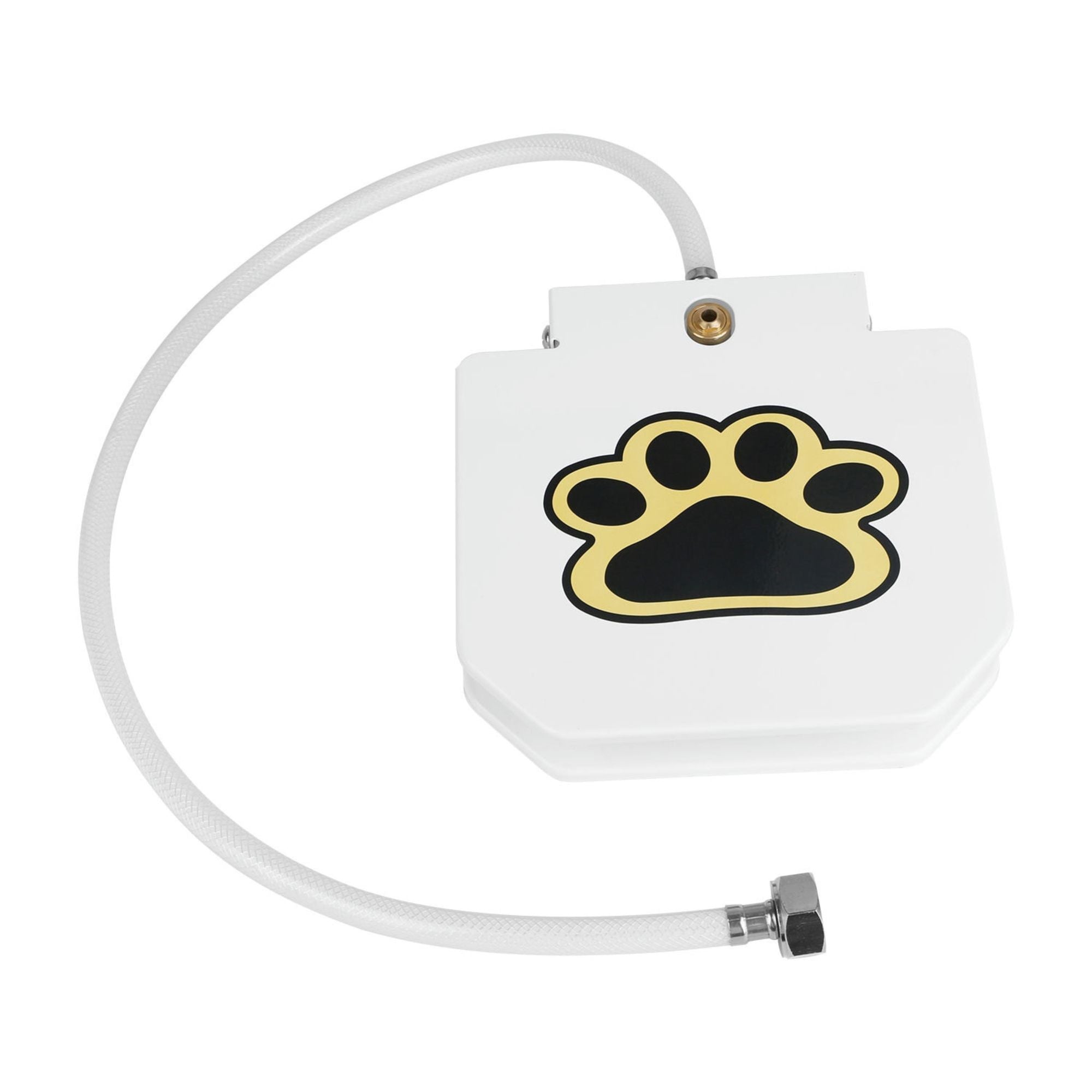 Dog Water Fountain Outdoor Dog Pet Water Dispenser Step-on Activated Sprinkler w/ Interactive Paw Pedal Valve for Drinking Fresh Water One Size White