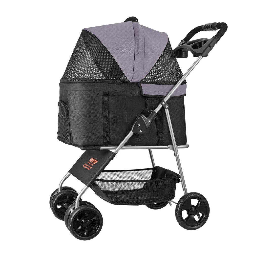 Pet Stroller - 35 lbs Weight Capacity, Foldable Dog Stroller Cart, 4 Wheels Cats Pram with Detachable Carrier & Mesh Windows, Portable Animal Carrier with Brake for Small to Medium Pets