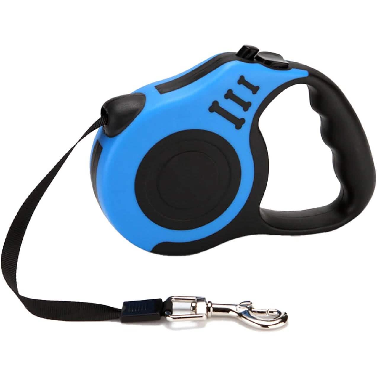 Double Switch Retractable Dog Leash – TPE Anti-Slip Handle | 3m & 5m | 4 Colors Blue