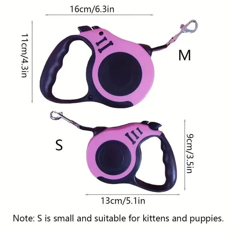 Double Switch Retractable Dog Leash – TPE Anti-Slip Handle | 3m & 5m | 4 Colors