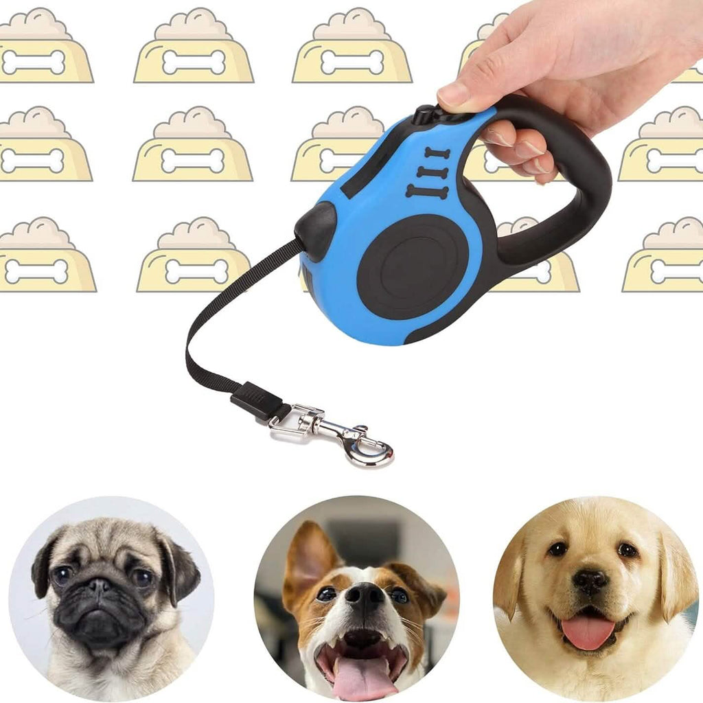 Double Switch Retractable Dog Leash – TPE Anti-Slip Handle | 3m & 5m | 4 Colors
