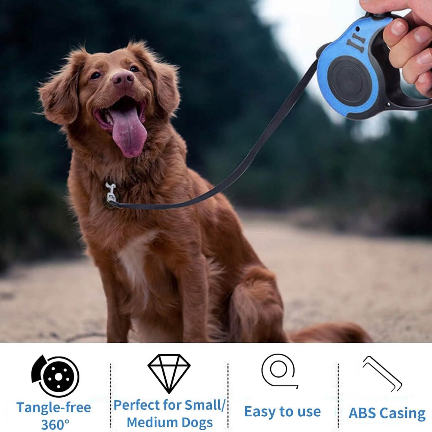 Double Switch Retractable Dog Leash – TPE Anti-Slip Handle | 3m & 5m | 4 Colors