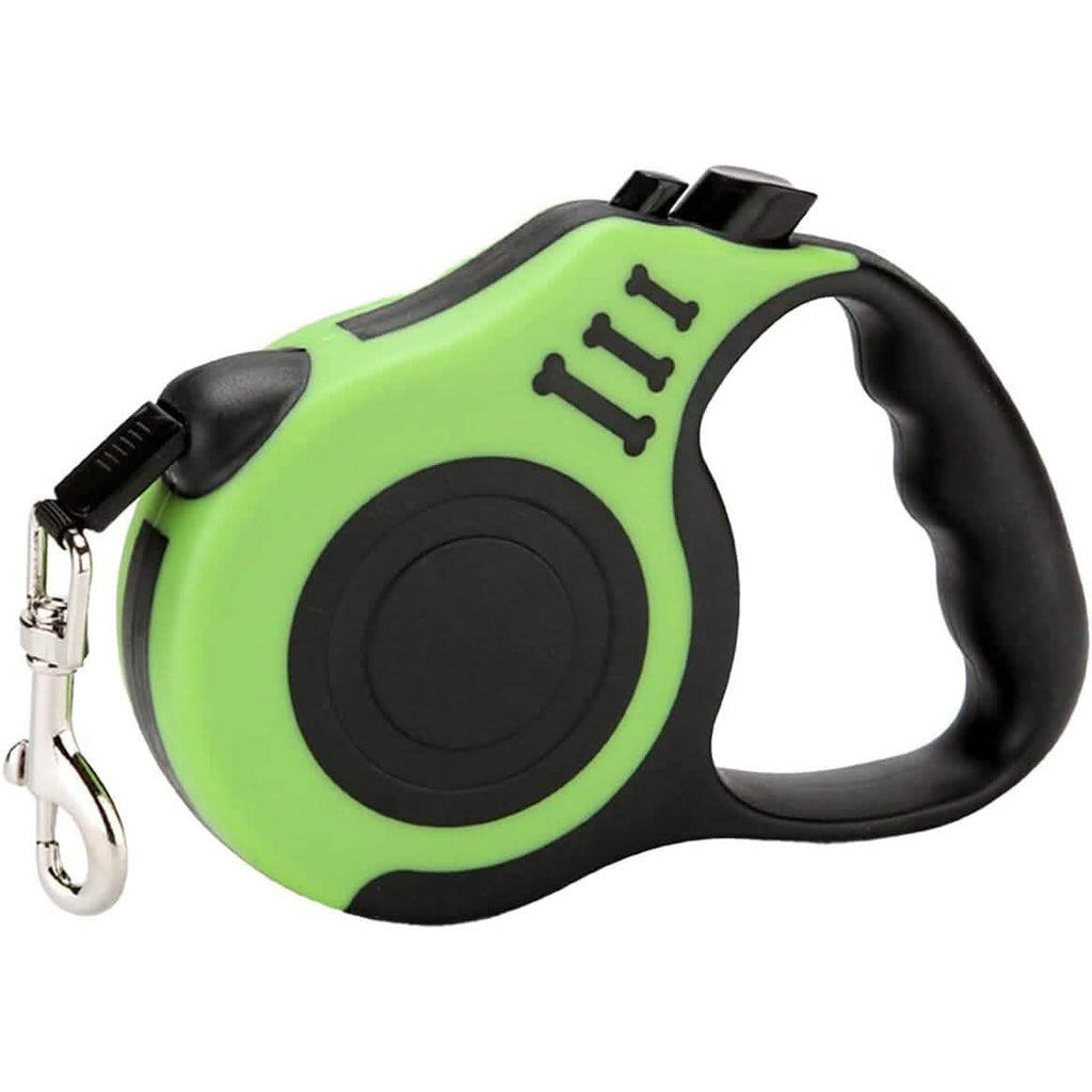 Double Switch Retractable Dog Leash – TPE Anti-Slip Handle | 3m & 5m | 4 Colors Green