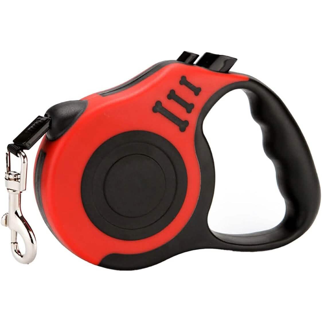 Double Switch Retractable Dog Leash – TPE Anti-Slip Handle | 3m & 5m | 4 Colors Red