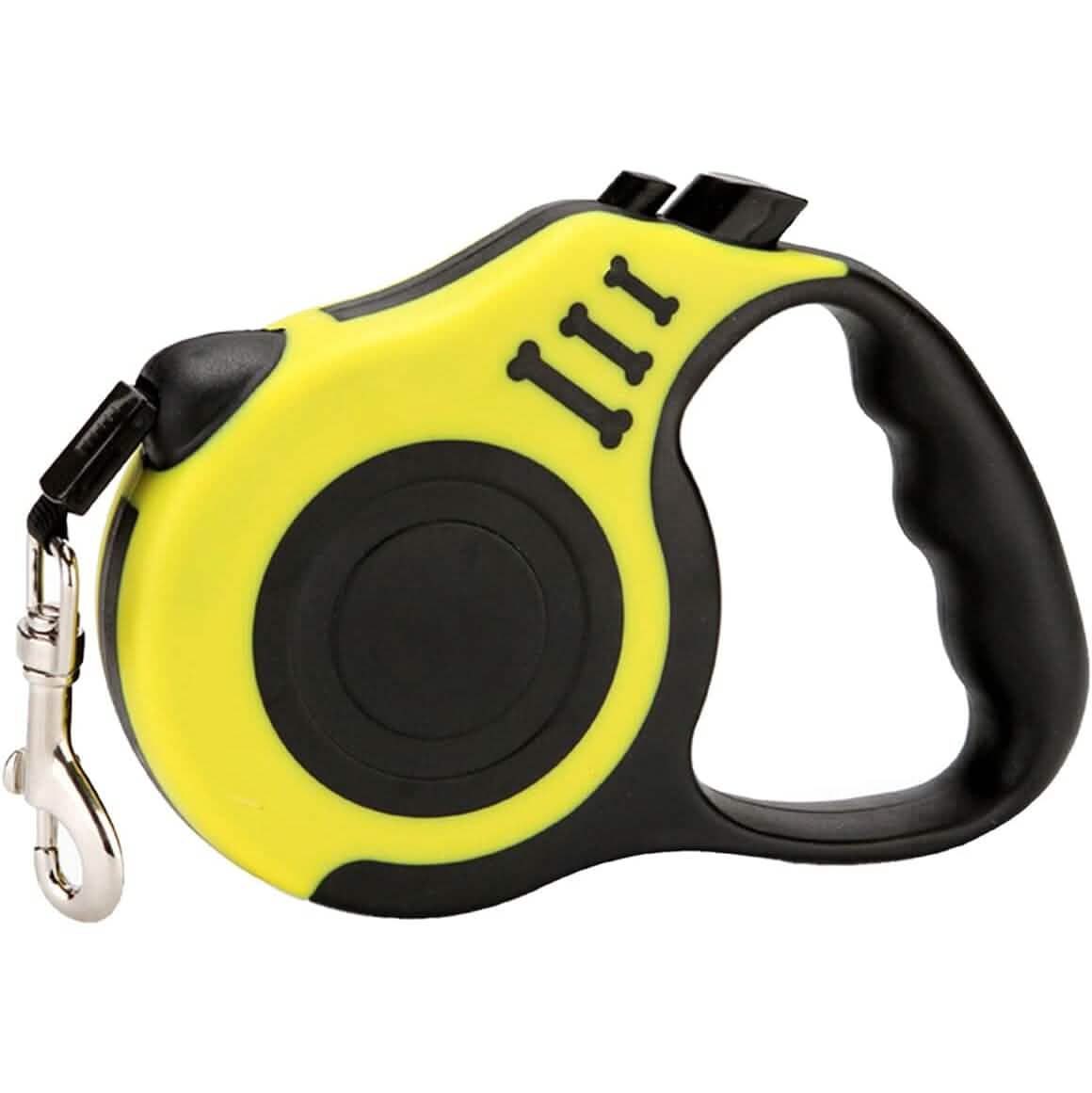 Double Switch Retractable Dog Leash – TPE Anti-Slip Handle | 3m & 5m | 4 Colors Yellow