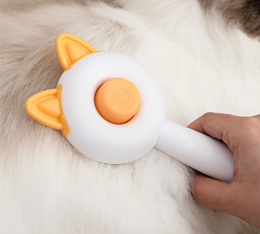 Pet Dog Brush Cat Comb Self Cleaning Pet Hair Remover Brush For Dogs Cats Grooming Tools Pets Dematting Comb Dogs Accessories Pet Products Orange White Bag Packaging