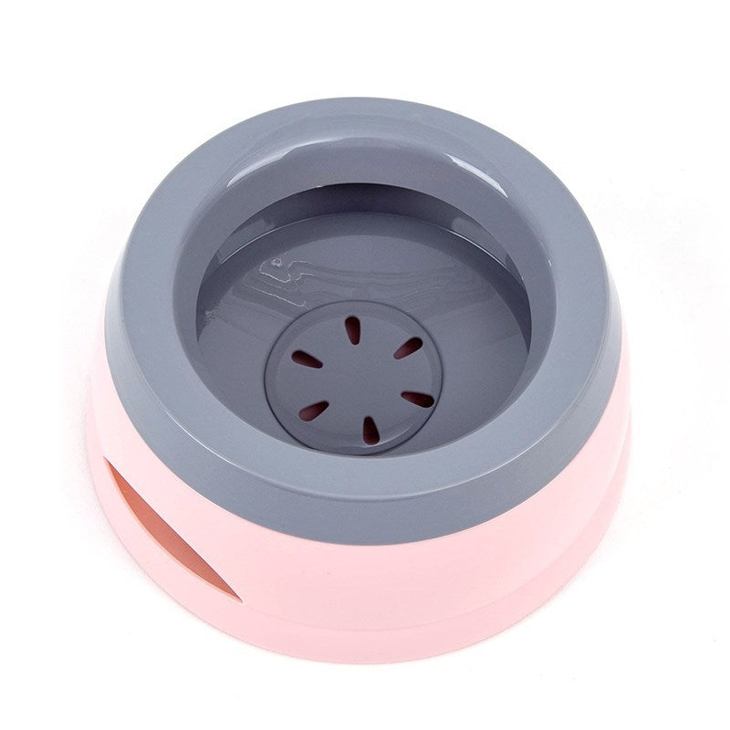 Pet Dog Bowls Floating Not Wetting Mouth Cat Bowl No Spill Drinking Water Feeder Plastic Portable Dog Bowl Dog Accessories Pink