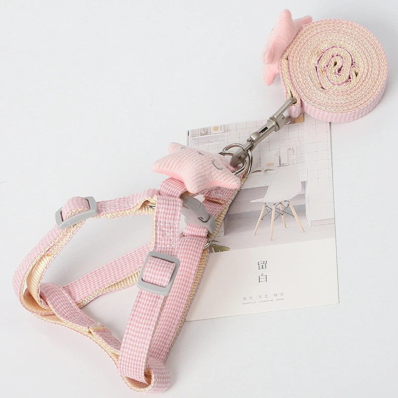 Houndstooth Nylon Dog Leash – 120cm | 4 Colors, Small & Large Pink