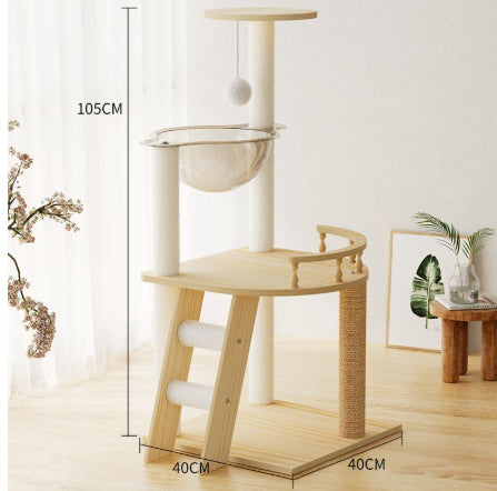 Cat Tree Space Capsule Villa Toy Wood Color N12