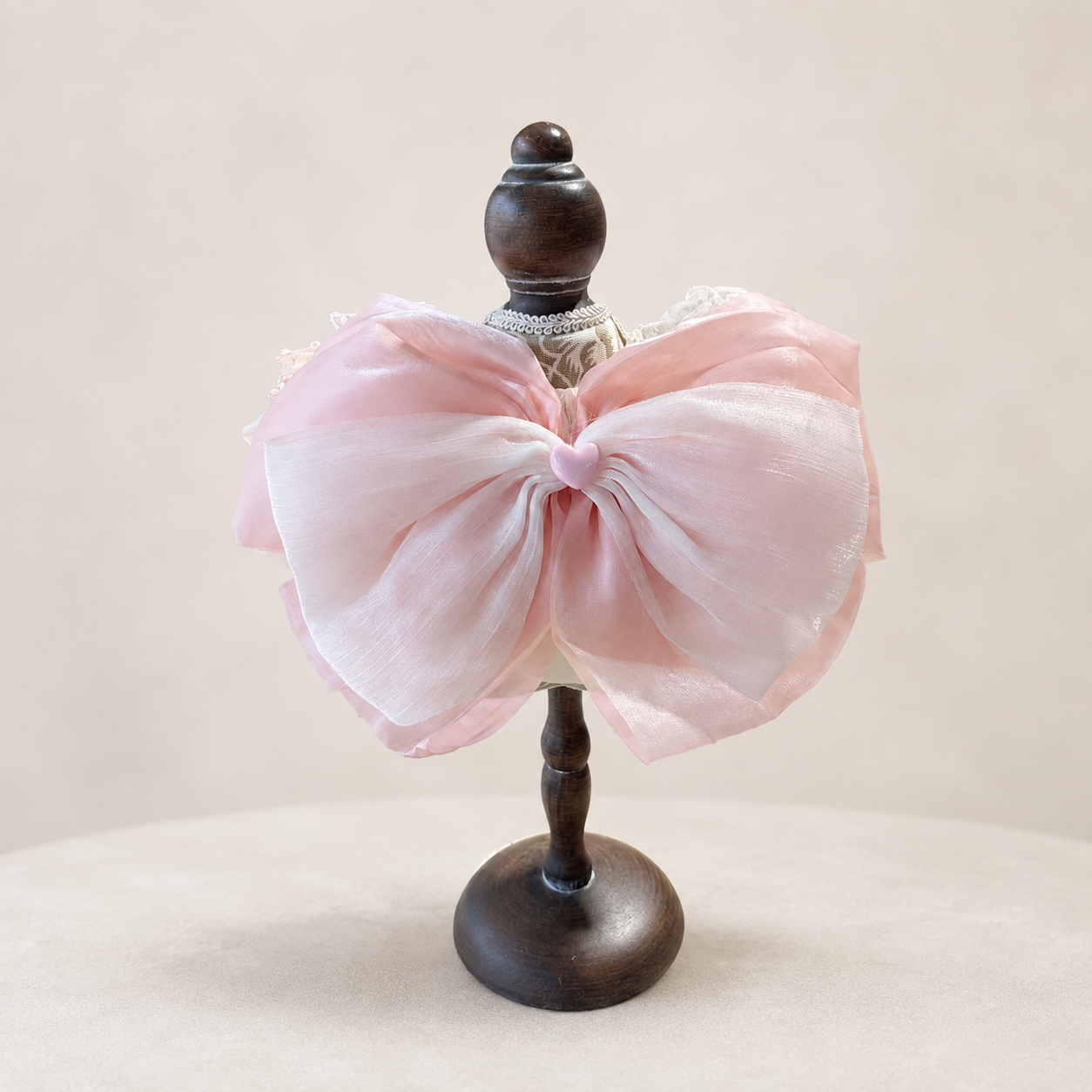 Pink Bow Satin Lace Pet Bib Collar