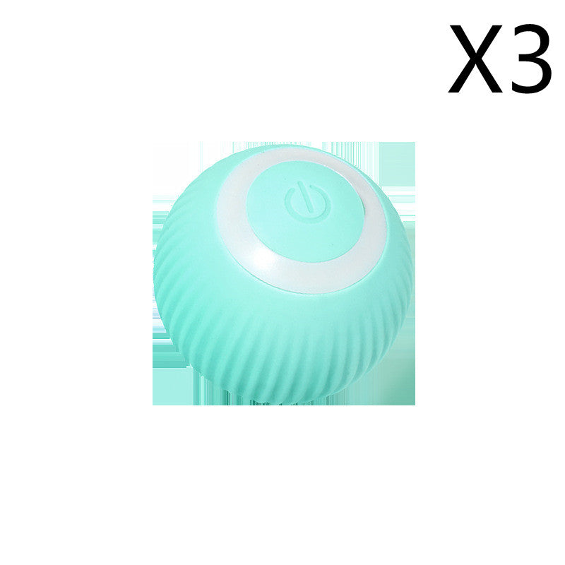 Cat Gravity Intelligent Rolling Ball Tease Toy Pet Automatic Rotating Ball 3pcs Green English packaging USB
