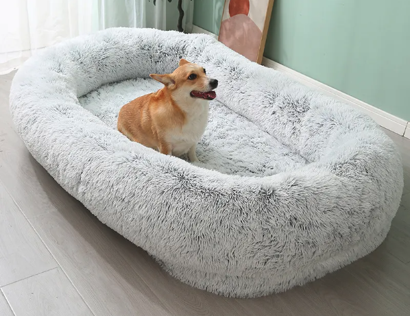 Human-sized Washable and Removable Dog Bed Gradient Gray 190X115X35CM