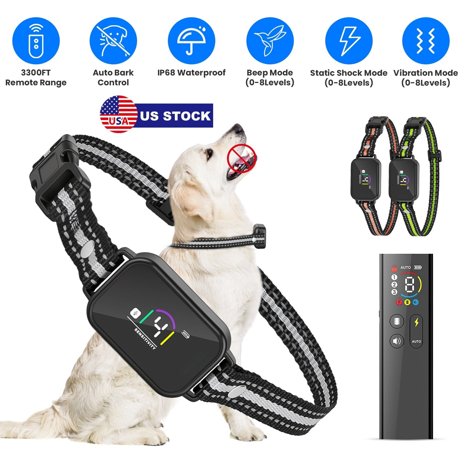 Dog Training Collar with Remote and Bark Control for Small Dogs