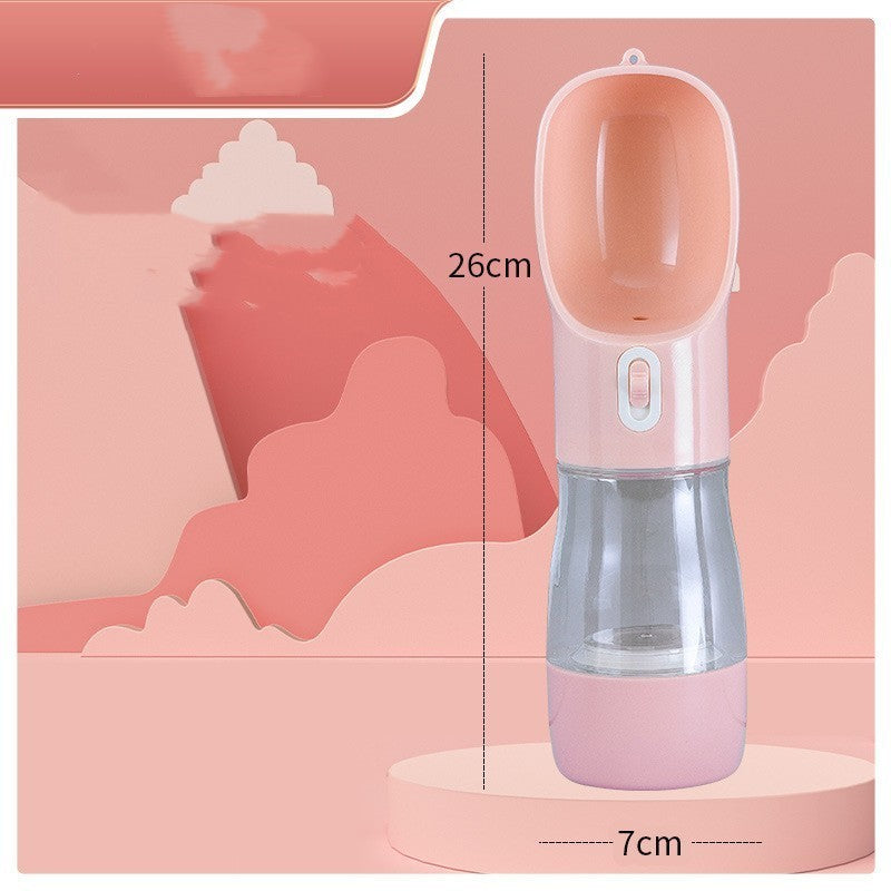 Pet Dog Water Bottle Feeder Bowl Portable Water Food Bottle Pets Outdoor Travel Drinking Dog Bowls Water Bowl For Dogs Pink Water bottle 240ml Grain Solid color