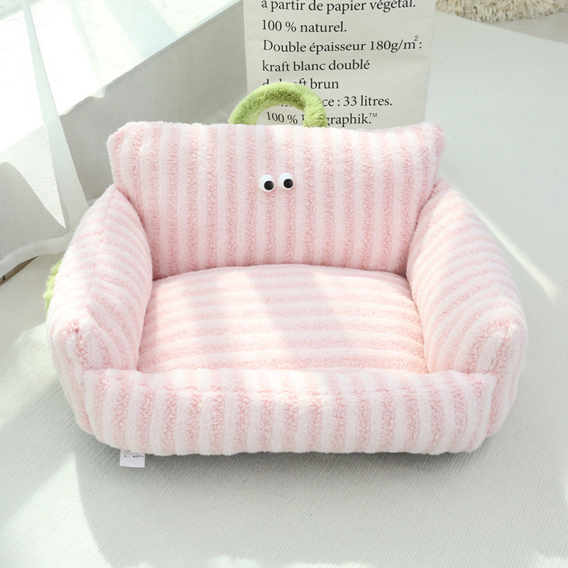 Autumn And Winter Big Eye Dog Kennel Pink
