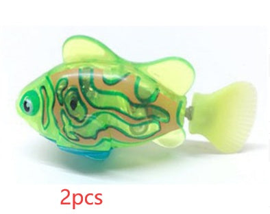 Cat Interactive Electric Fish Water Toy For Indoor Play Swimming Robot Fish Toys For Cat Dog Pet Baby Swimmer Bath Robofish Toys Fluorescent green 2PCS