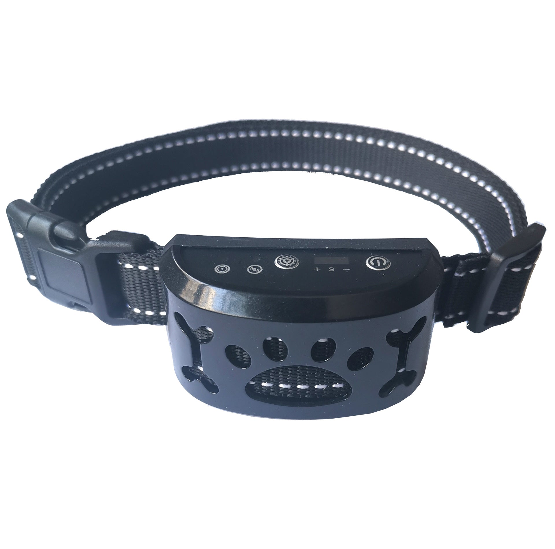 Pet Collar Automatic Identification Vibration Electric Shock Stop Barking for traction BLACK
