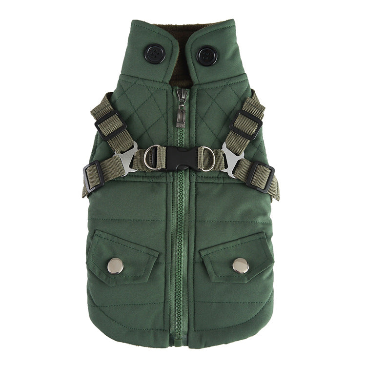 Pet Winter Cotton Dog Clothes Zipper Jacket Dog Supplies DZ278 Army Green