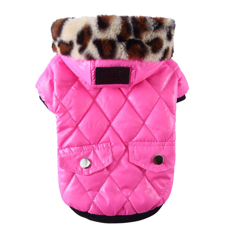 Zippered Cotton Padded Clothes For Pets Rose red A
