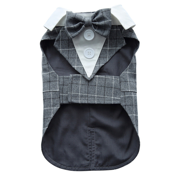Pet Supplies Clothing Dog Dress Tuxedo Grey plaid