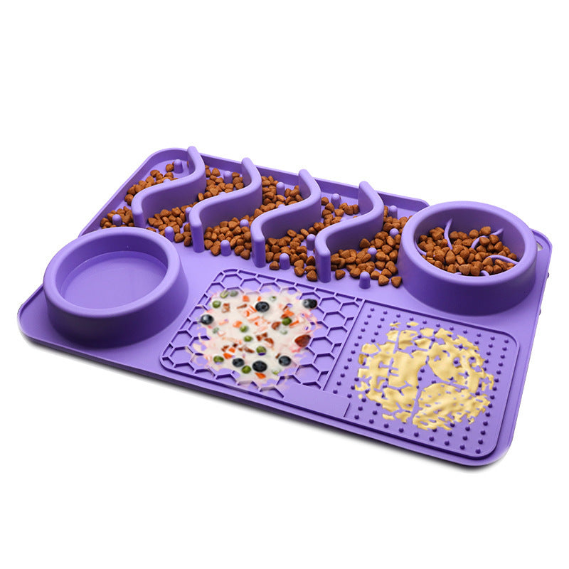 Dog Silicone Licking Pad Pet Licking Mat Silicone Smelling Mat Multifunctional Food Bowl Pets Supplies Large Purple Licking Pad