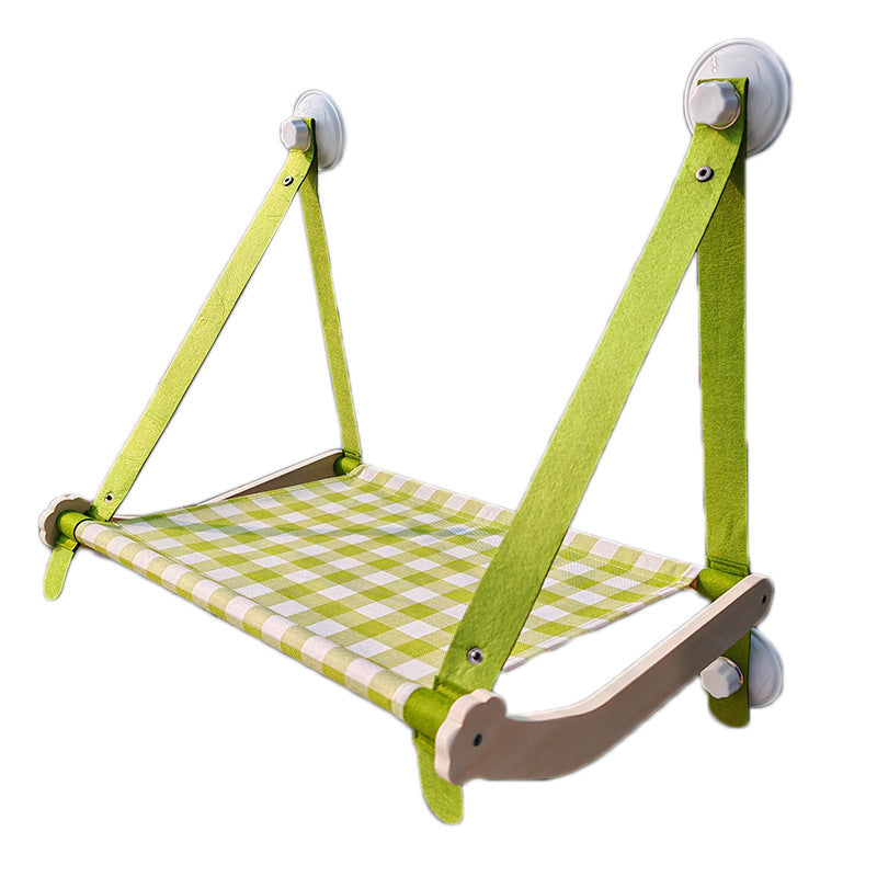 Durable Wooden Cats Hammock Pet Mat Comfortable Sun Seat Cats Beds Cat Climbing Frame Pets Accessories Cat Window Hammock Mats Green Cat paw