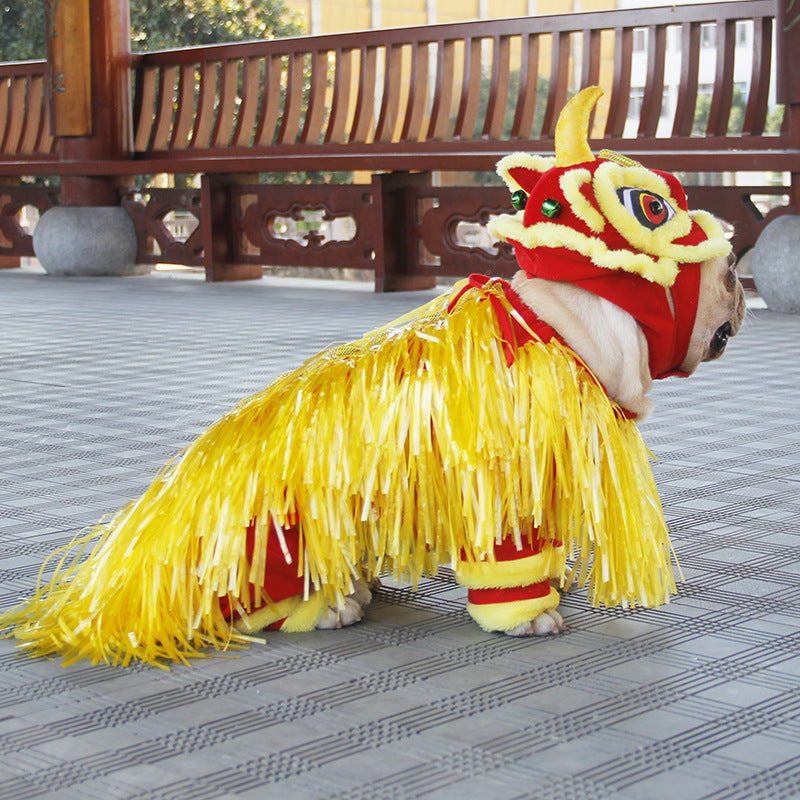 Pet Costume Jizai Pet Supplies Little Lion Clothes Lion Dance Costume