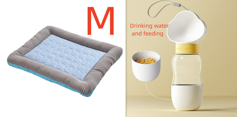Pet Cooling Pad Bed For Dogs Cats Puppy Kitten Cool Mat Pet Blanket Ice Silk Material Soft For Summer Sleeping Blue Breathable Blue set M