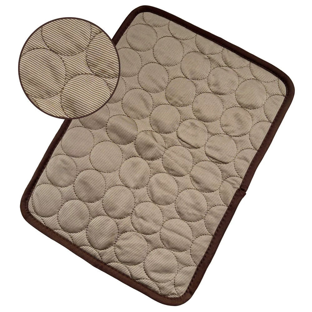 Pet Dog Cat Ice Silk Cold Nest Pad For Cooling In Summer Brown