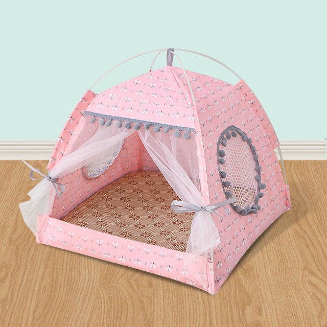 Comfy Calming Pet Tent Bed for Small Dogs and Cats Pink
