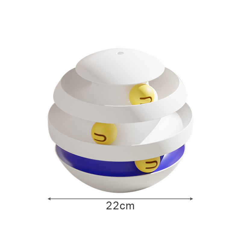 3 Layers Cat Toy Interactive Tower Turntable Toys Cat Turntable Toys With Ball Pet Training Tumbler Toy Cat Accessories White
