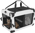 Large Cat Carrier for 2 Cats Soft Sided Travel Crate Up to 55lbs Grey Double Compartment
