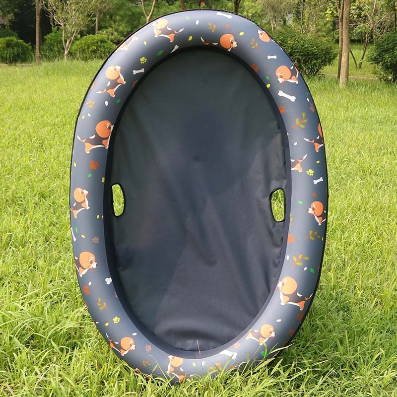 Dog Swimming Pool Inflatable Hammock Pets Pool Floating Bed Spring Summer Swimming Ring Black dog pattern