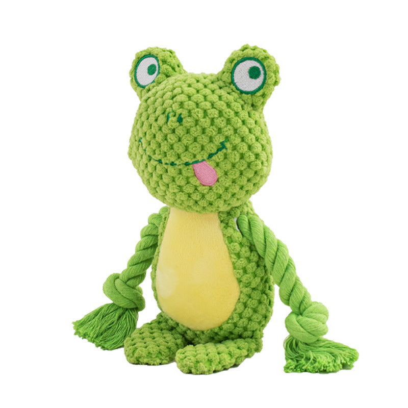 Pet Plush Sound Cotton Rope Toys Interactive Tug Of War Training Item Creative Dog Toy Pet Training Dog Supplies Frog