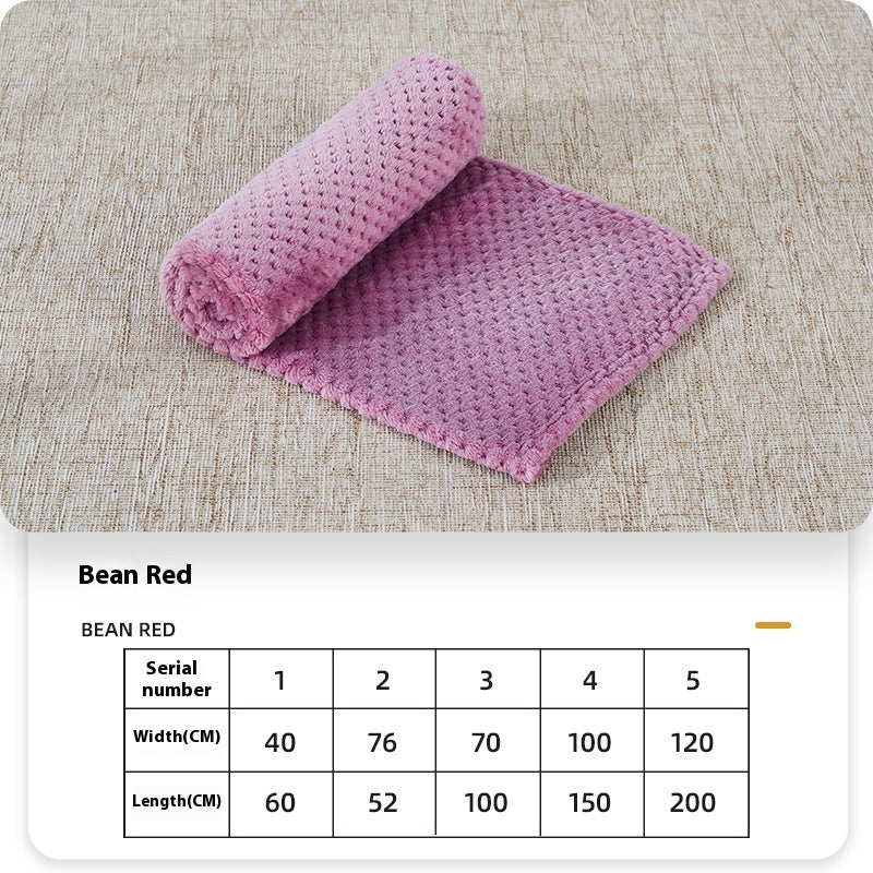 Summer Coral Fleece Blanket For Dogs Sleeping Pets Bean Red