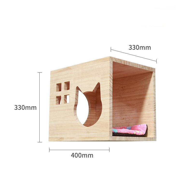 Pet Cat Climbing Frame Wall Type Solid Wood Wall Hanging Platform Ladder Pets Accessories Cat litter