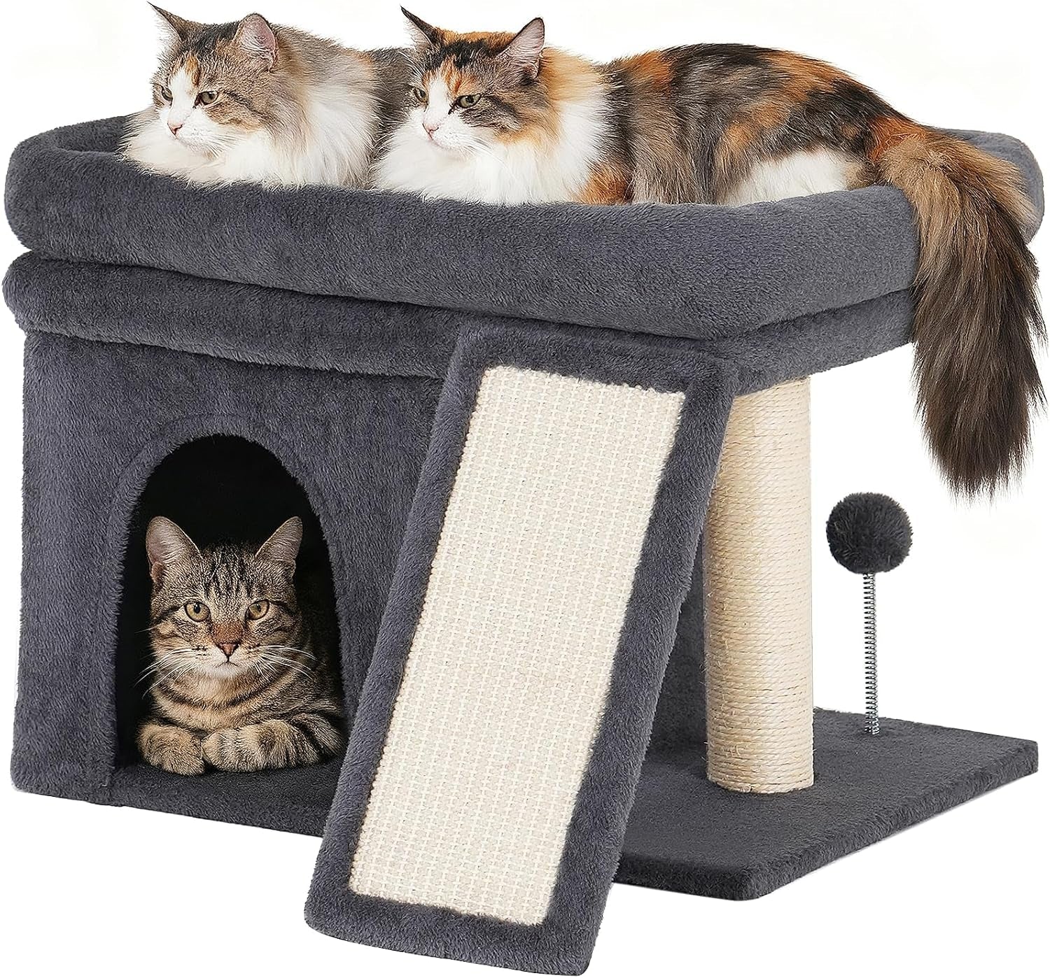 Cat Tree for Large Cats 24in Tower with Perch Condos Scratching Post L—14''Dark Grey