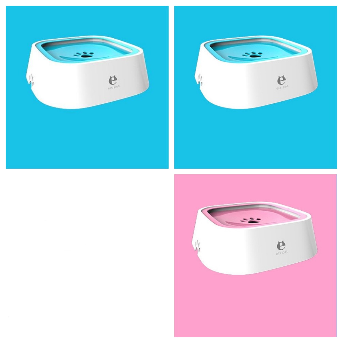 1.5L Cat Dog Water Bowl Carried Floating Bowl Anti-Overflow Slow Water Feeder Dispenser Pet Fountain ABS&PP Dog Supplies 2Blue1Pink