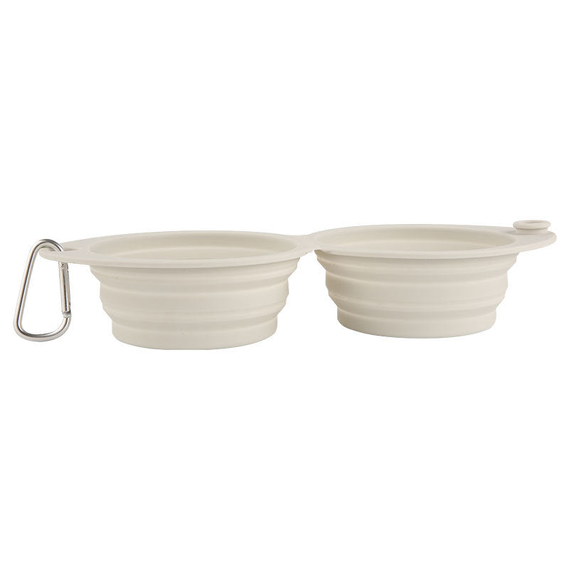 Pet Silicone Foldable Bowl Outdoor Portable Feeding Light Grey 30x13.4x5CM