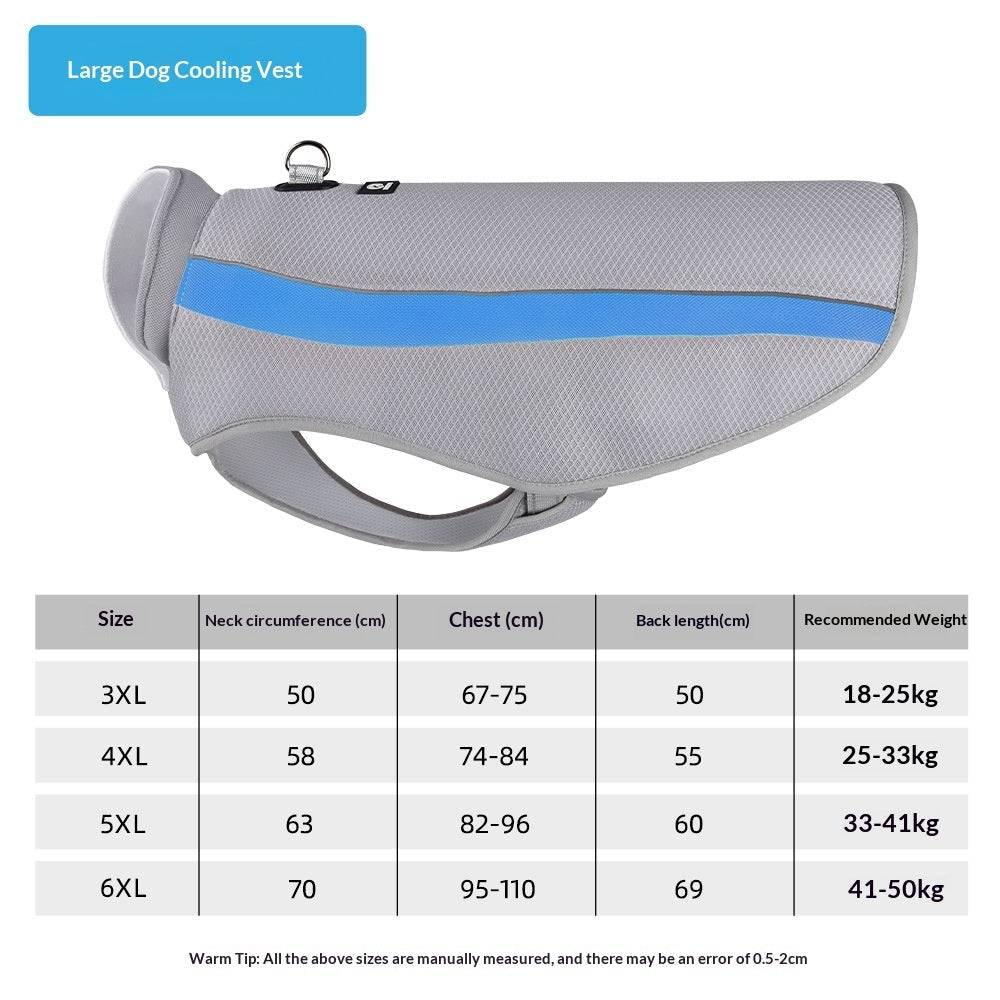 Cooling Vest For Medium And Large Dogs Pet Clothing For Heatstroke Prevention Blue