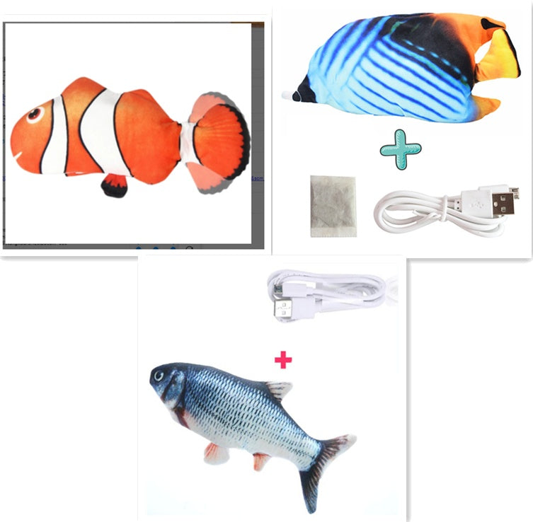 Electric Funny Cat Simulation Fish Beating Usb Jumping Cat Toy Set G