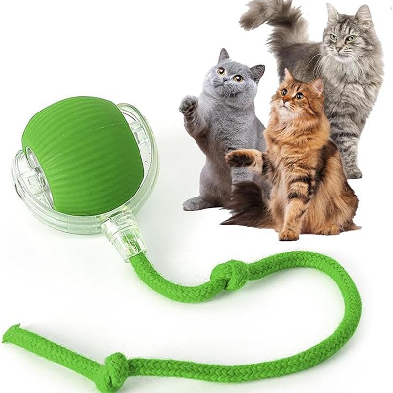 Cat Interactive Ball Toys Automatic Rolling Ball For Kitten Rechargeable Smart Pet Electric Toys With Teaser Sensor Cat Ball Toy Green
