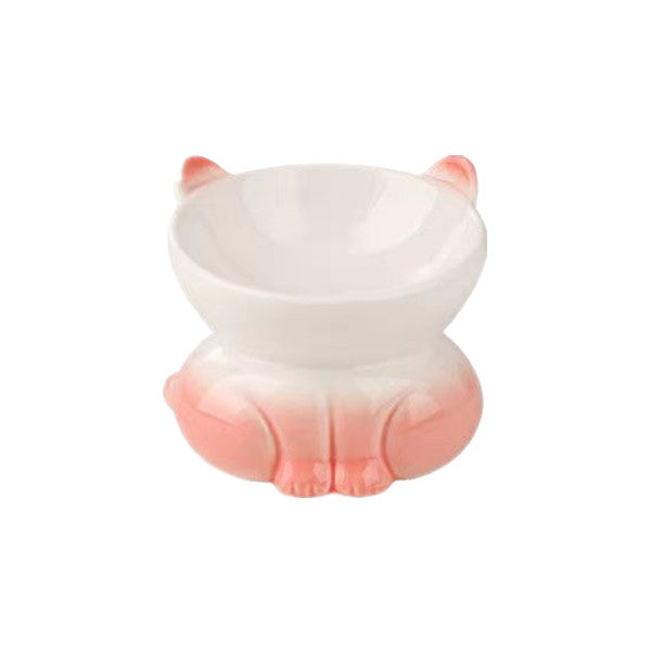 Ceramic Cat Dog Bowl Pet Supplies Drinking Water Goblet Food Basin Gradually Varied Pink