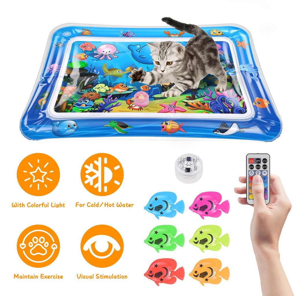 Cat Water Mat with Floating Fish & LED Lights