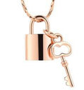 Rose Gold Padlock w/Key Ashes Necklace Pendant
