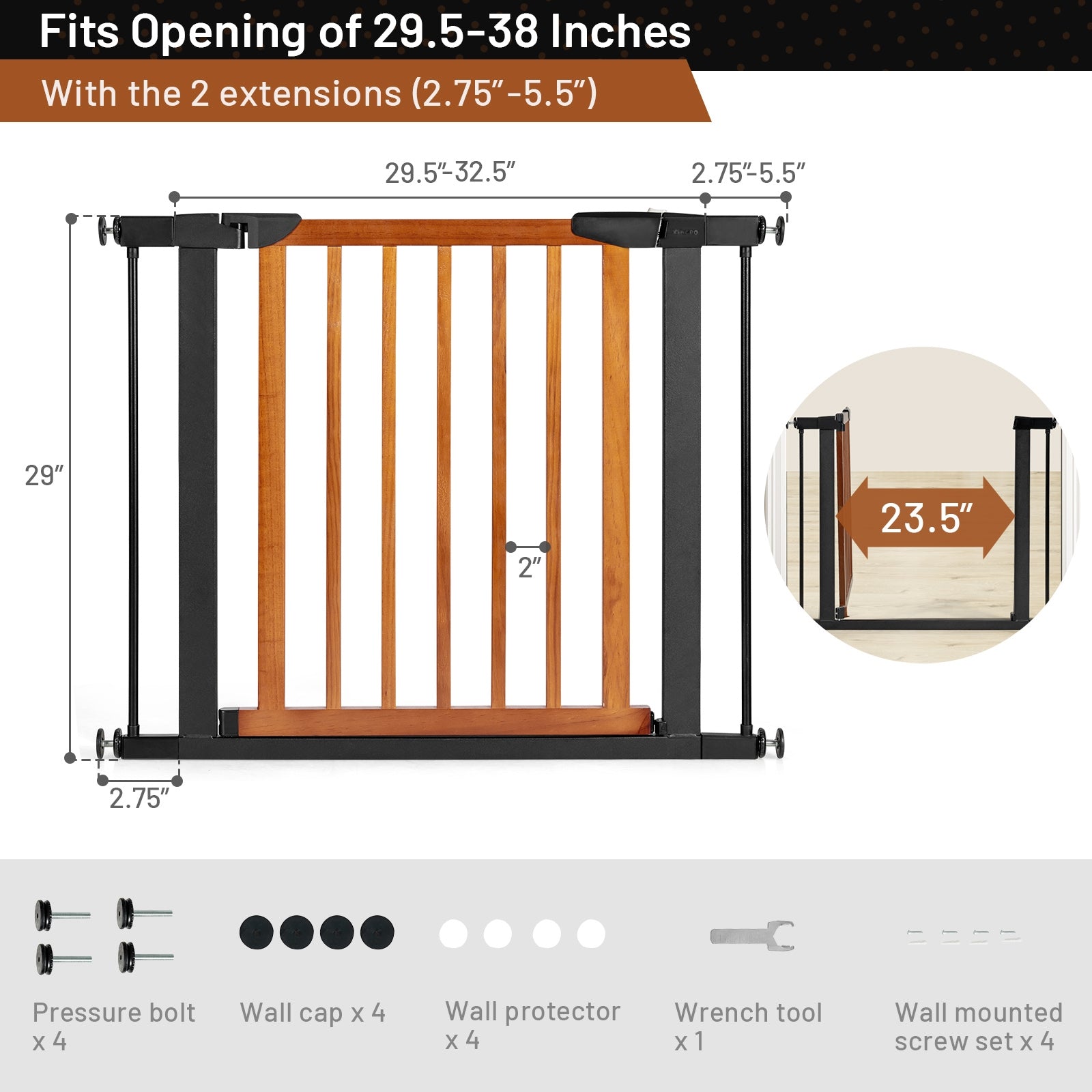 Extendable Safety Gate for Baby and Pet
