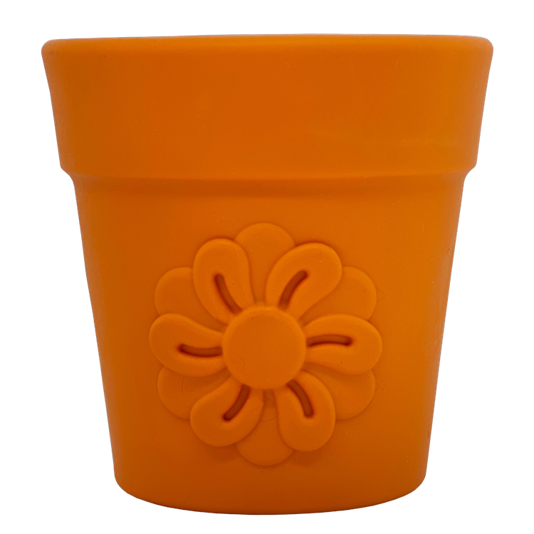SodaPup Large Flower Pot Dog Treat Dispenser – USA-Made Natural Rubber | 3 Colors Flower Pot - Terra Cotta Orange