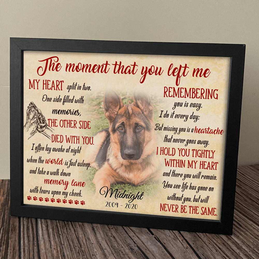 The Moment That You Left Me Dog Pet Picture Frame 10"x8"